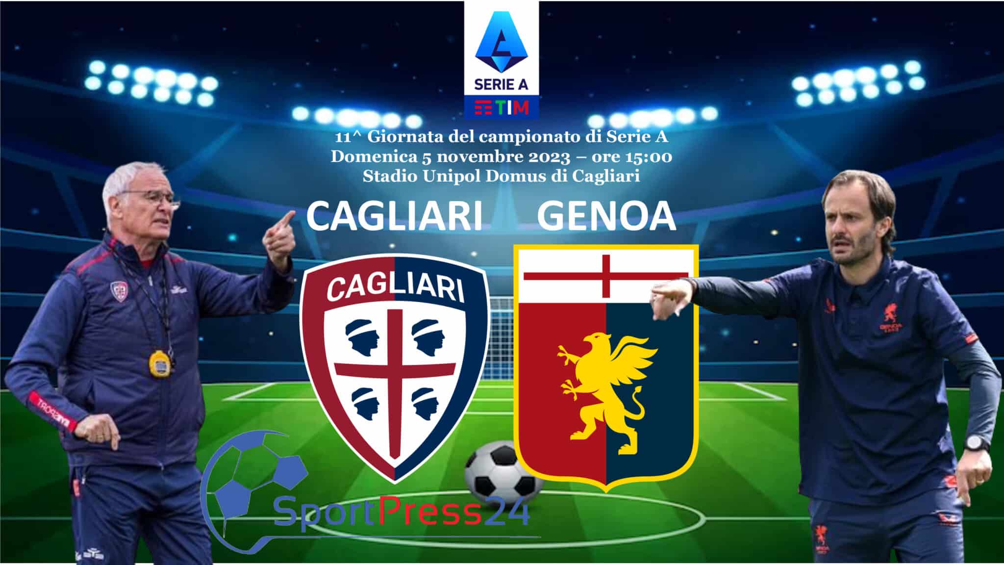 Le formazioni ufficiali di Cagliari - Genoa (Immagine a cura di Orazio Bellinghieri)