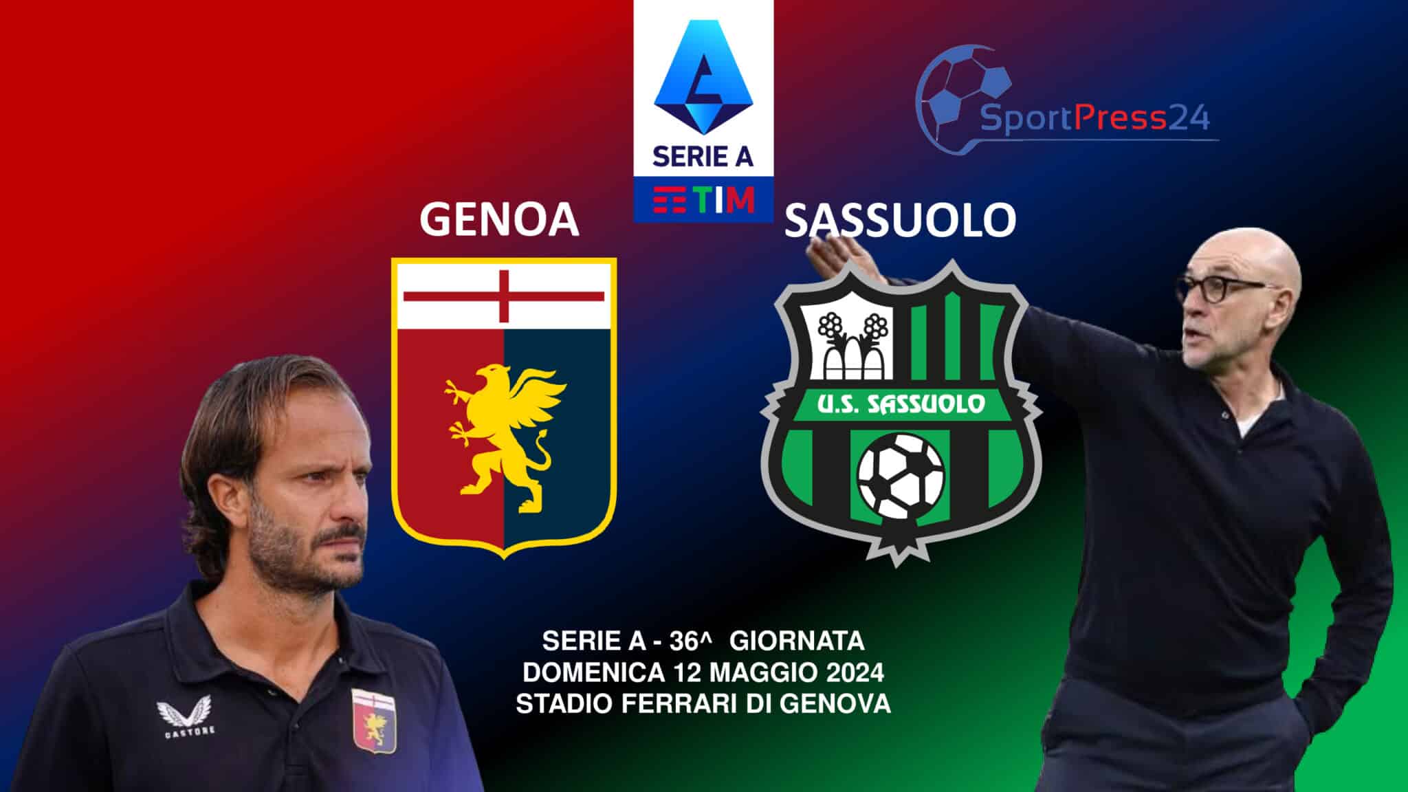 Le formazioni ufficiali di Genoa - Sassuolo (Immagine a cura di Orazio Bellinghieri)